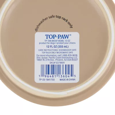 Top Paw® Tan Woof Ceramic Dog Bowl 12oz, 27oz, 64oz - Image 7