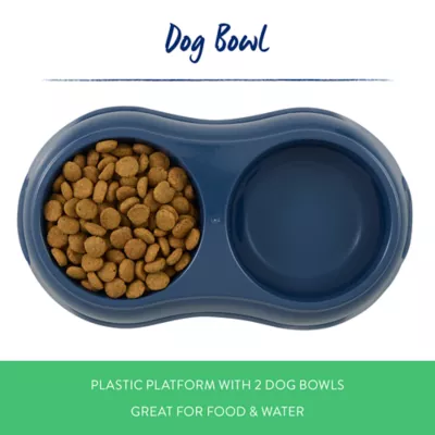 Top Paw® Plastic Double Diner Dog Bowl, 12OZ & 27OZ, Blue/Pink/Green - Image 2