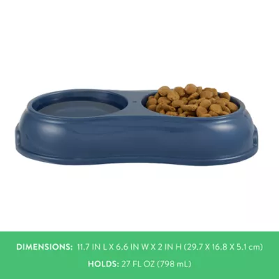 Top Paw® Plastic Double Diner Dog Bowl, 12OZ & 27OZ, Blue/Pink/Green - Image 4