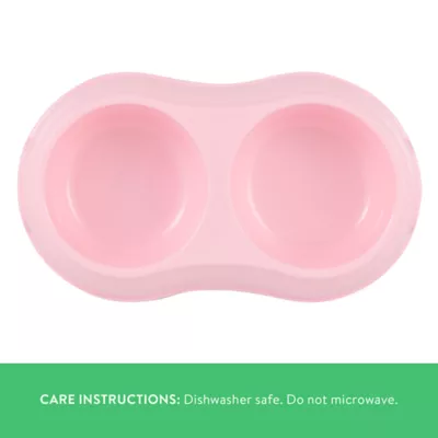 Top Paw® Plastic Double Diner Dog Bowl, 12OZ & 27OZ, Blue/Pink/Green - Image 3