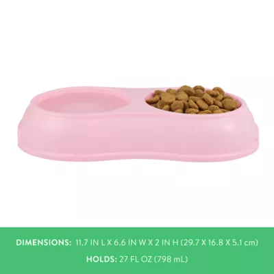 Top Paw® Plastic Double Diner Dog Bowl, 12OZ & 27OZ, Blue/Pink/Green - Image 4
