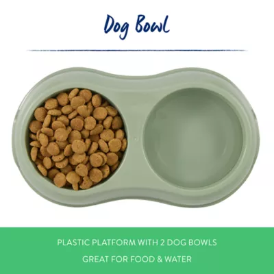 Top Paw® Plastic Double Diner Dog Bowl, 12OZ & 27OZ, Blue/Pink/Green - Image 2