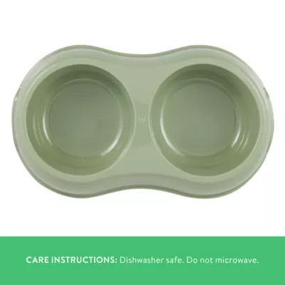 Top Paw® Plastic Double Diner Dog Bowl, 12OZ & 27OZ, Blue/Pink/Green - Image 3