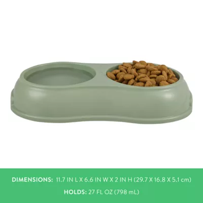 Top Paw® Plastic Double Diner Dog Bowl, 12OZ & 27OZ, Blue/Pink/Green - Image 4