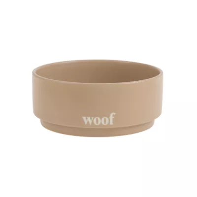 Top Paw® Tan Woof Ceramic Dog Bowl 12oz, 27oz, 64oz - Image 1