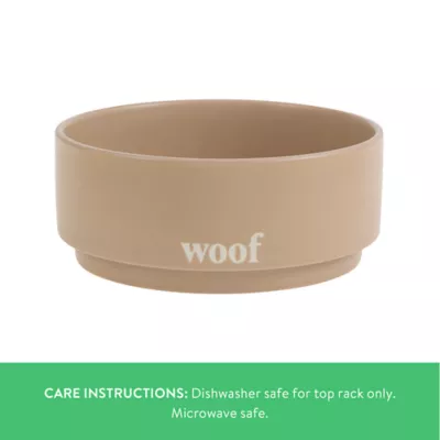 Top Paw® Tan Woof Ceramic Dog Bowl 12oz, 27oz, 64oz - Image 3