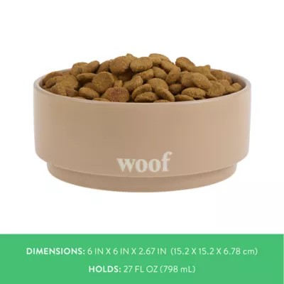Top Paw® Tan Woof Ceramic Dog Bowl 12oz, 27oz, 64oz - Image 4