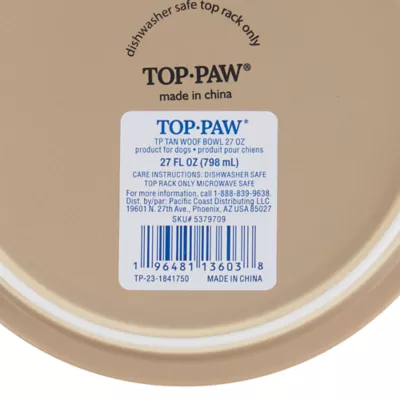 Top Paw® Tan Woof Ceramic Dog Bowl 12oz, 27oz, 64oz - Image 7