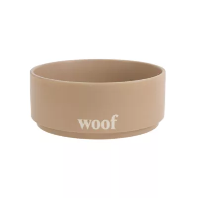 Top Paw® Tan Woof Ceramic Dog Bowl 12oz, 27oz, 64oz - Image 1