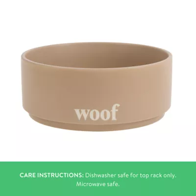 Top Paw® Tan Woof Ceramic Dog Bowl 12oz, 27oz, 64oz - Image 3