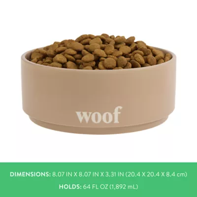 Top Paw® Tan Woof Ceramic Dog Bowl 12oz, 27oz, 64oz - Image 4