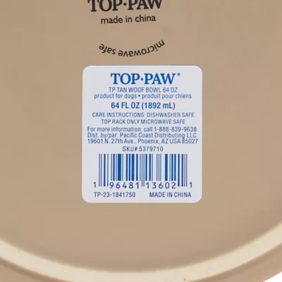 Top Paw® Tan Woof Ceramic Dog Bowl 12oz, 27oz, 64oz - Image 7
