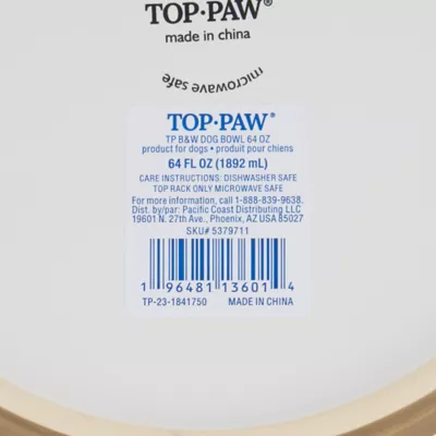 Top Paw® Black & White Ceramic Dog Bowl 64 FL OZ - Image 7
