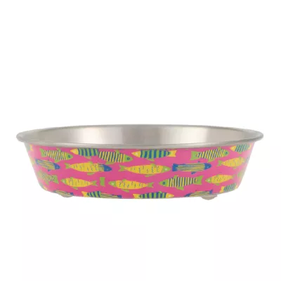Whisker City® Fish Printed Stainless Steel Cat Bowl 6 FL OZ - Image 1