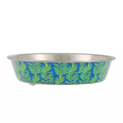 Whisker City® Leaf Printed Stainless Steel Cat Bowl 6 FL OZ - Image 1