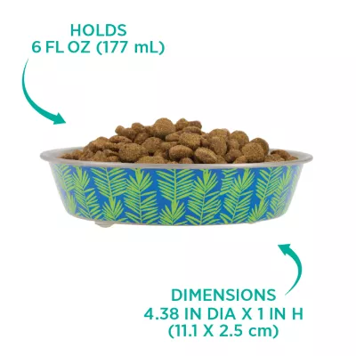 Whisker City® Leaf Printed Stainless Steel Cat Bowl 6 FL OZ - Image 4