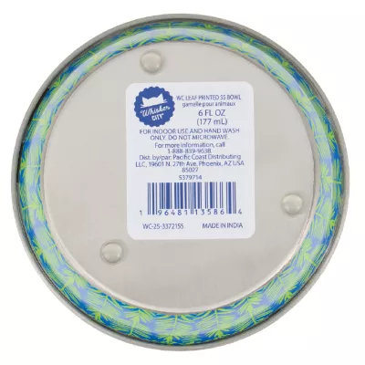 Whisker City® Leaf Printed Stainless Steel Cat Bowl 6 FL OZ - Image 6