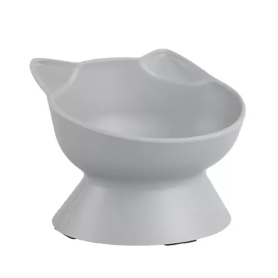 Whisker City® Grey Elevated Cat Ear Melamine Cat Bowl 6 FL OZ - Image 1