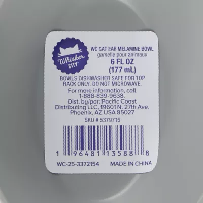 Whisker City® Grey Elevated Cat Ear Melamine Cat Bowl 6 FL OZ - Image 6