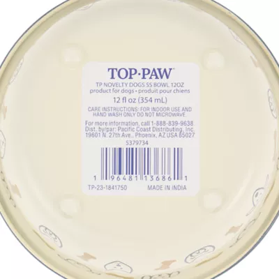 Top Paw® Dog & Bone Novelty Stainless Steel Dog Bowl 12oz, 27oz - Image 7