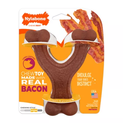 Nylabone® Meat Wishbone Dog Toy, Bacon - Image 1