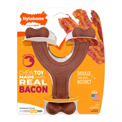 Nylabone® Meat Wishbone Dog Toy, Bacon - Image 1