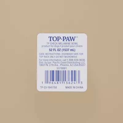Top Paw® Tan Check Melamine Dog Bowl 12oz, 52oz - Image 7