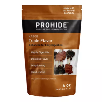 ProHide Highly Digestible Raw Hide Adult Dog Chews - Triple Flavored Kabobs - Image 1