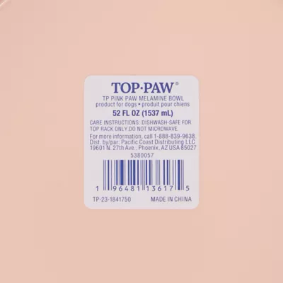 Top Paw® Pink Paw Melamine Dog Bowl 27oz, 52oz - Image 7
