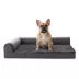 FurHaven Plush & Velvet Orthopedic Deluxe L-Chaise Lounge Sofa Bed - Platnium Gray, M-XXL image thumbnail 1