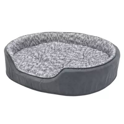 FurHaven Two-Tone Fur & Suede Oval Cuddler Cat & Dog Bed - Gray, S-XL - Image 4