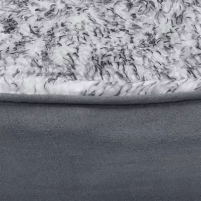FurHaven Two-Tone Fur & Suede Oval Cuddler Cat & Dog Bed - Gray, S-XL - Image 5