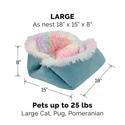 FurHaven Convertible Self-Warming Cuddle Pet Bed, Rainbow, Silver, Gray, Spruce, Small, Large - Image 5