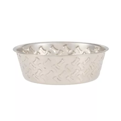 Top Paw® Bone Embossed Stainless Steel Dog Bowl 12oz, 64oz - Image 1