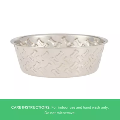 Top Paw® Bone Embossed Stainless Steel Dog Bowl 12oz, 64oz - Image 3