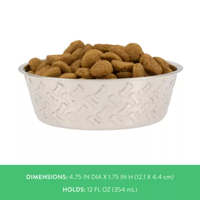 Top Paw® Bone Embossed Stainless Steel Dog Bowl 12oz, 64oz - Image 4
