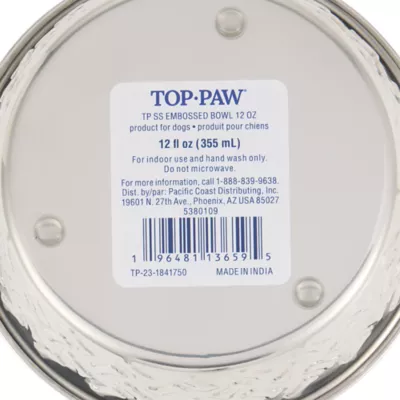 Top Paw® Bone Embossed Stainless Steel Dog Bowl 12oz, 64oz - Image 7
