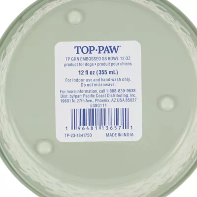 Top Paw® Green Embossed Stainless Steel Dog Bowl 12oz, 27oz, 64oz - Image 7