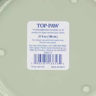 Top Paw® Green Embossed Stainless Steel Dog Bowl 12oz, 27oz, 64oz - Image 7