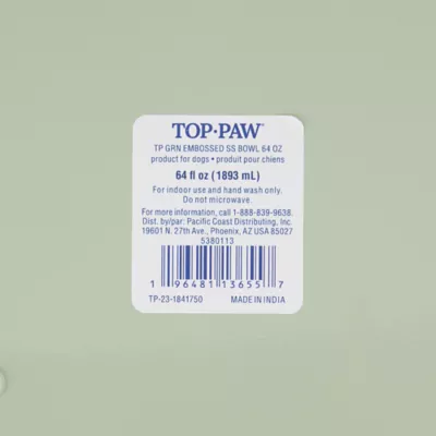 Top Paw® Green Embossed Stainless Steel Dog Bowl 12oz, 27oz, 64oz - Image 7
