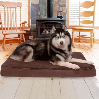 FurHaven Terry & Suede Memory Foam Deluxe Dog Bed Mattress - Espresso, Gray, Large - Jumbo Plus - Image 3