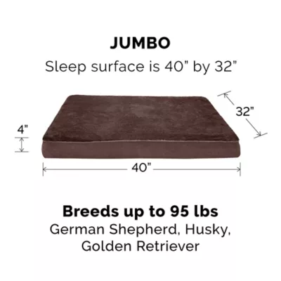 FurHaven Terry & Suede Memory Foam Deluxe Dog Bed Mattress - Espresso, Gray, Large - Jumbo Plus - Image 4