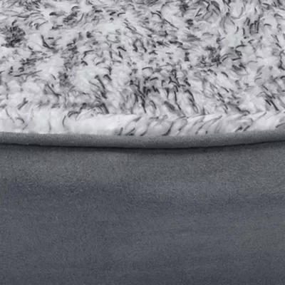 FurHaven Two-Tone Fur & Suede Oval Cuddler Cat & Dog Bed - Gray, S-XL - Image 5