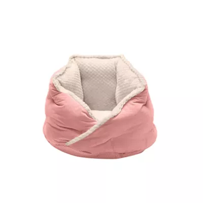 FurHaven Pet Minky Faux Fur & Velvet Calming Hug Bed - Pink, Gray, Small, Medium - Image 1