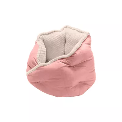 FurHaven Pet Minky Faux Fur & Velvet Calming Hug Bed - Pink, Gray, Small, Medium - Image 2