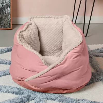 FurHaven Pet Minky Faux Fur & Velvet Calming Hug Bed - Pink, Gray, Small, Medium - Image 6