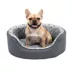 FurHaven Two-Tone Fur & Suede Oval Cuddler Cat & Dog Bed - Gray, S-XL image thumbnail 1