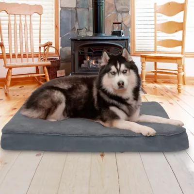 FurHaven Terry & Suede Memory Foam Deluxe Dog Bed Mattress - Espresso, Gray, Large - Jumbo Plus - Image 2