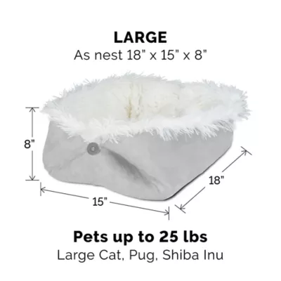 FurHaven Convertible Self-Warming Cuddle Pet Bed, Rainbow, Silver, Gray, Spruce, Small, Large - Image 3