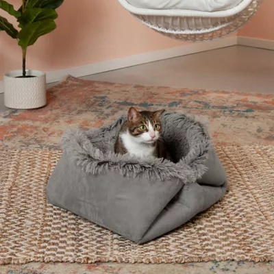 FurHaven Convertible Self-Warming Cuddle Pet Bed, Rainbow, Silver, Gray, Spruce, Small, Large - Image 3